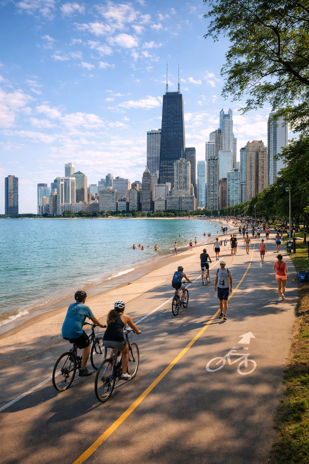 レイクフロント・トレイルから見るシカゴの湖岸
